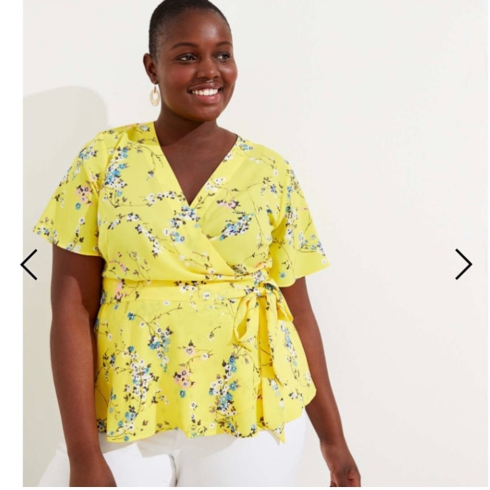 LOFT Plus Floral Wrap Blouse